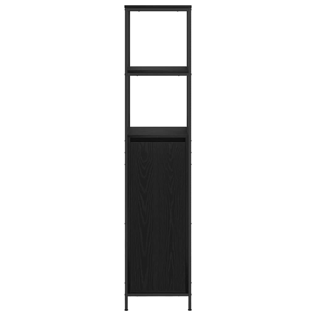 Bathroom Cabinet with Shelves Black Oak 36x35x165 cm