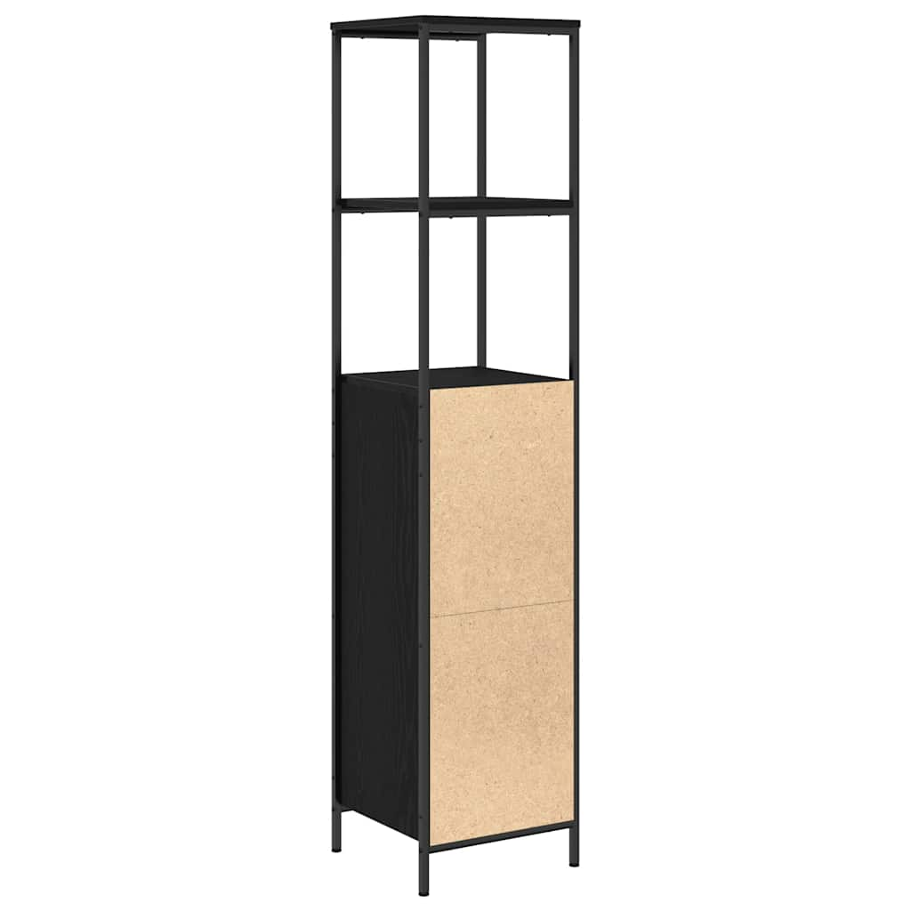 Bathroom Cabinet with Shelves Black Oak 36x35x165 cm