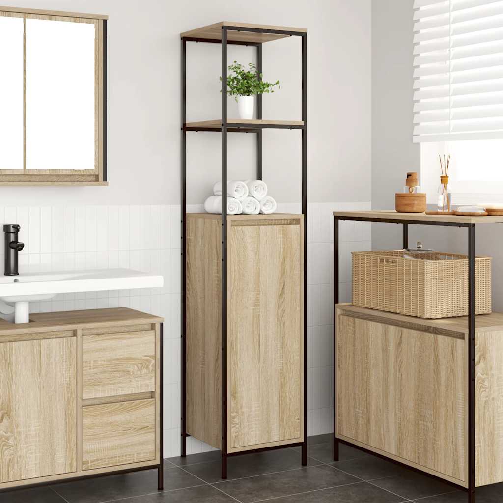 Bathroom Cabinet with Shelves Sonoma Oak 36x35x165 cm