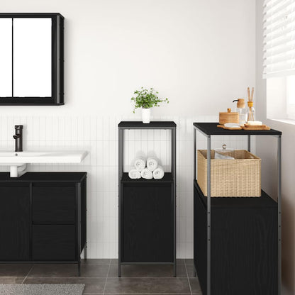 Bathroom Cabinet with Shelves Black Oak 36x35x95 cm