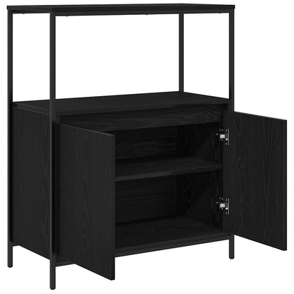 Bathroom Cabinet with Shelves Black Oak 76.5x35x95 cm