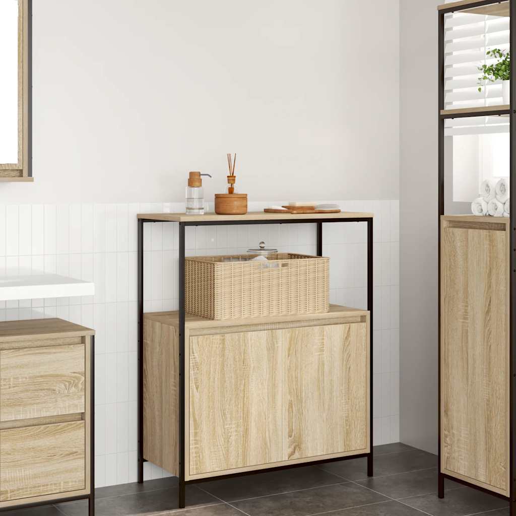 Bathroom Cabinet with Shelves Sonoma Oak 76.5x35x95 cm