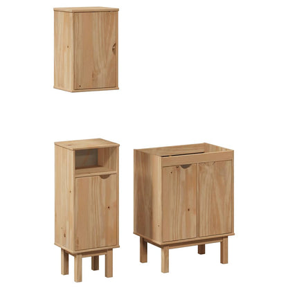 3 Piece Bathroom Furniture Set OTTA Solid Wood Pine