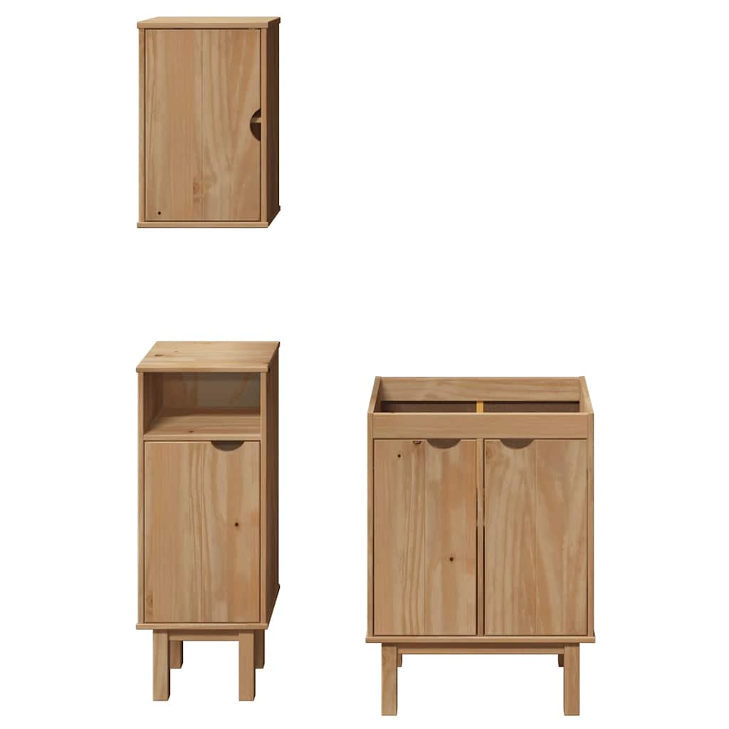 3 Piece Bathroom Furniture Set OTTA Solid Wood Pine