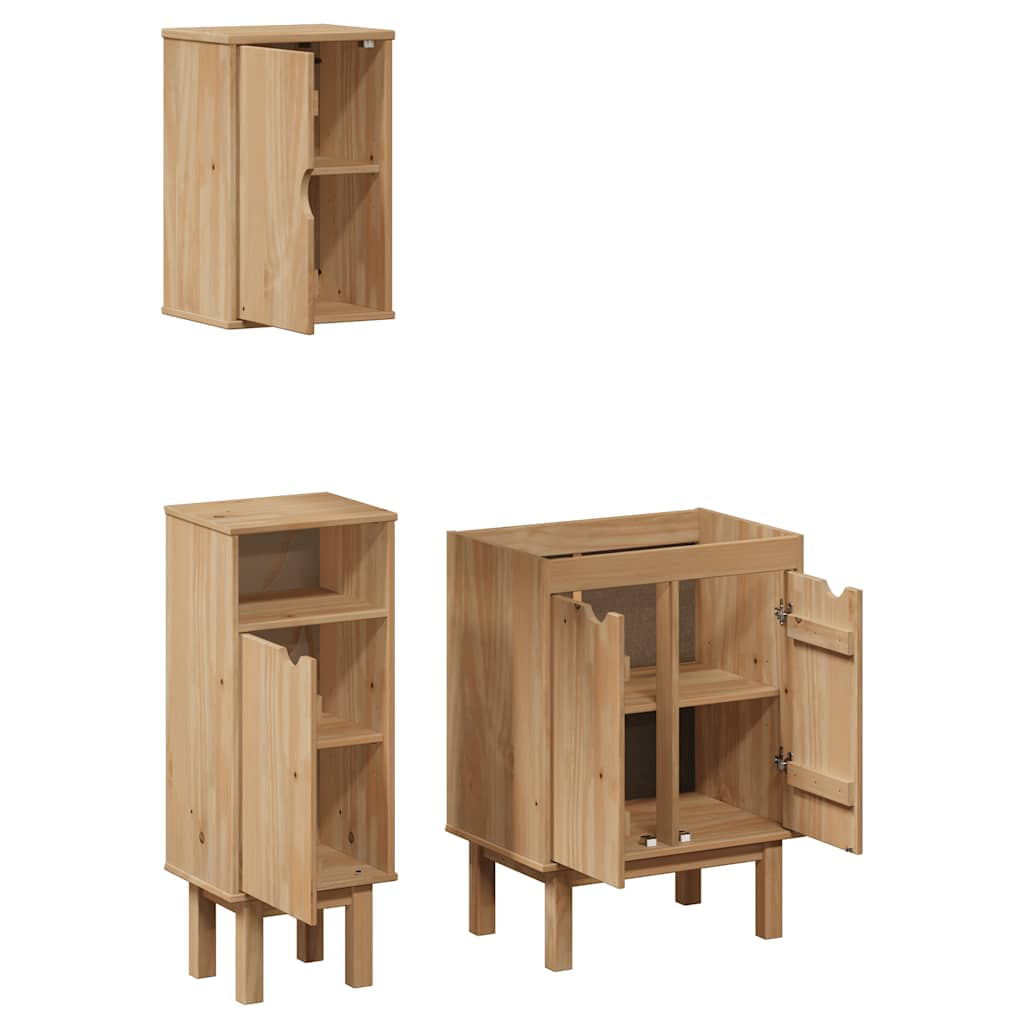 3 Piece Bathroom Furniture Set OTTA Solid Wood Pine