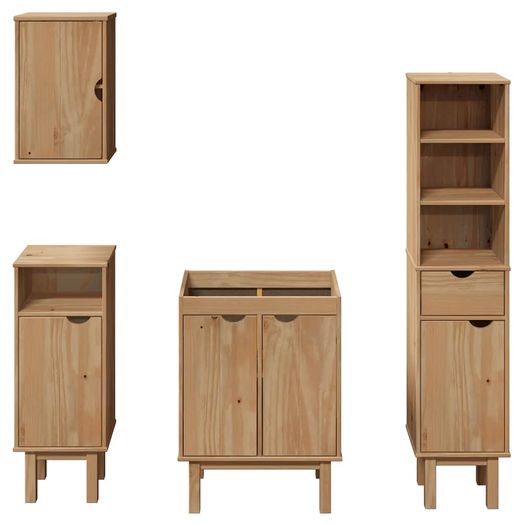 4 Piece Bathroom Furniture Set OTTA Solid Wood Pine