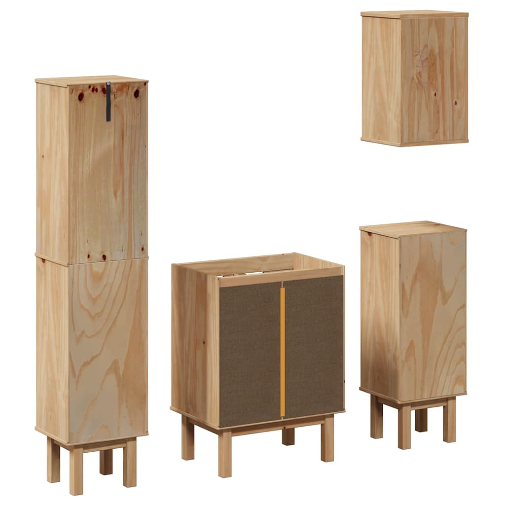 4 Piece Bathroom Furniture Set OTTA Solid Wood Pine