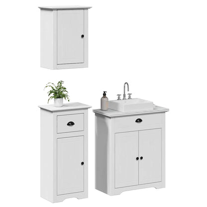 3 Piece Bathroom Furniture Set BODO White Solid Wood Pine