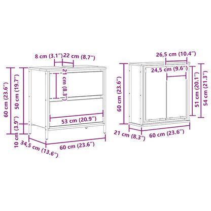 2 Piece Bathroom Furniture Set Black Oak Engineered Wood