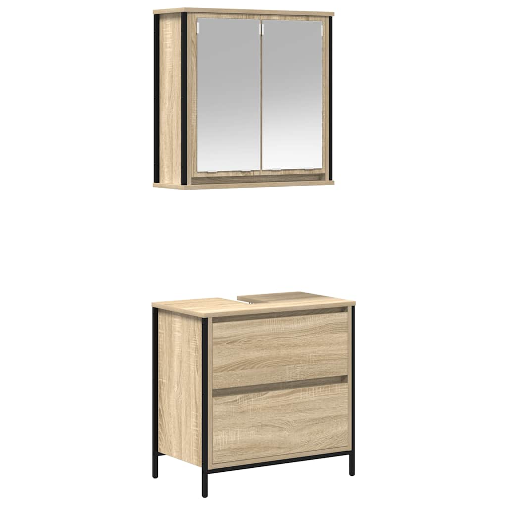 2 Piece Bathroom Furniture Set Sonoma Oak Engineered Wood