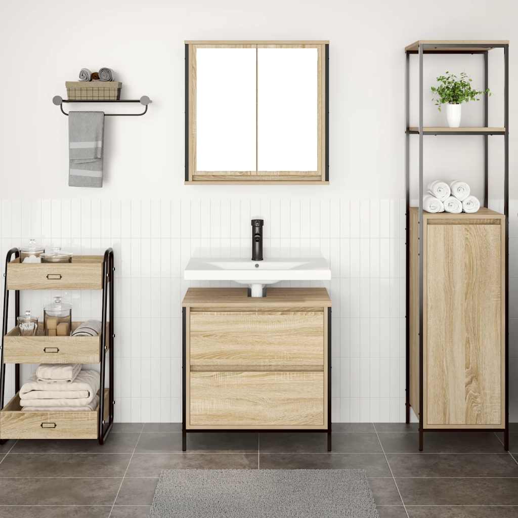 2 Piece Bathroom Furniture Set Sonoma Oak Engineered Wood