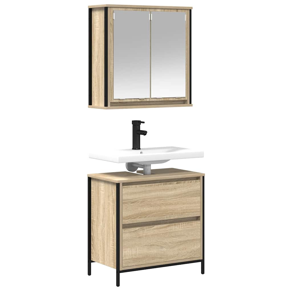 2 Piece Bathroom Furniture Set Sonoma Oak Engineered Wood