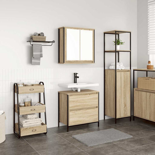 2 Piece Bathroom Furniture Set Sonoma Oak Engineered Wood