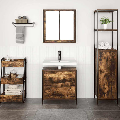 2 Piece Bathroom Furniture Set Smoked Oak Engineered Wood