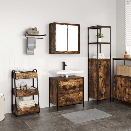 2 Piece Bathroom Furniture Set Smoked Oak Engineered Wood