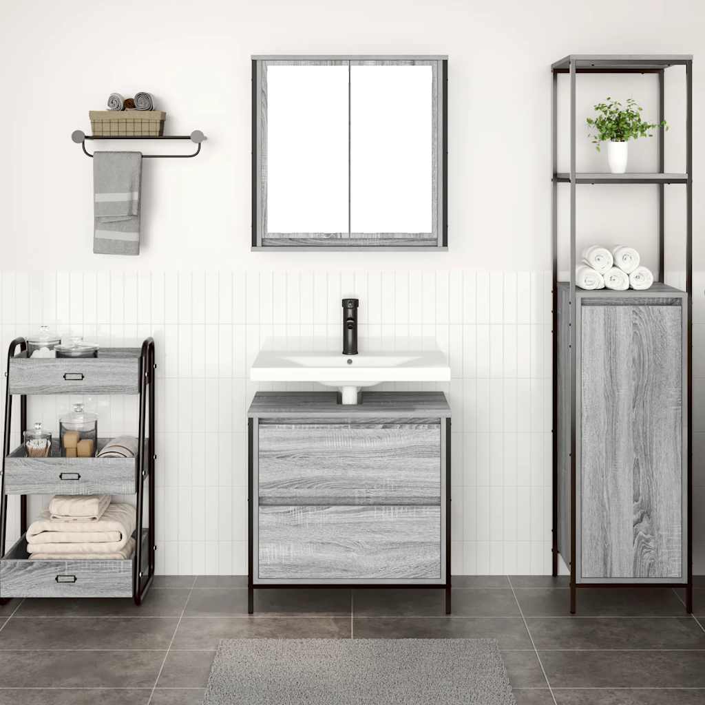 2 Piece Bathroom Furniture Set Grey Sonoma Engineered Wood