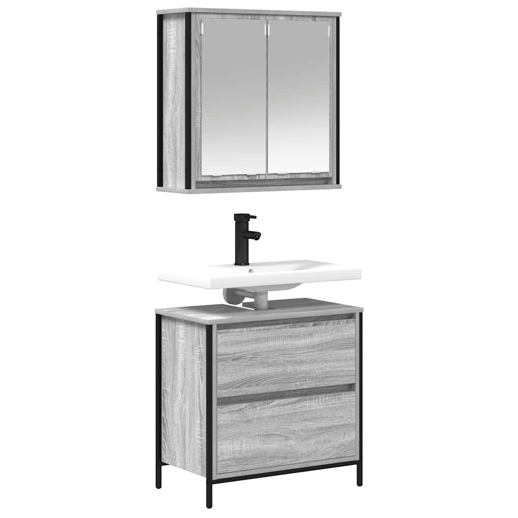 2 Piece Bathroom Furniture Set Grey Sonoma Engineered Wood