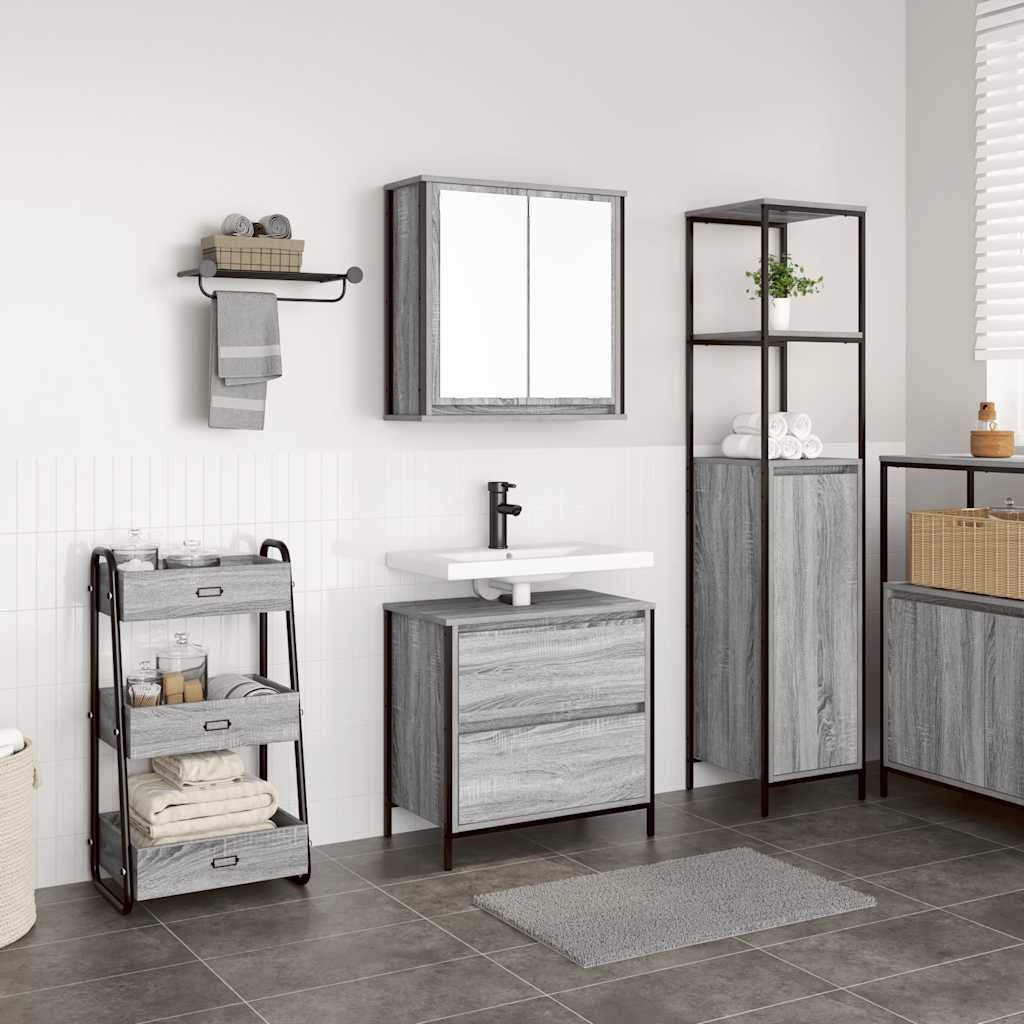 2 Piece Bathroom Furniture Set Grey Sonoma Engineered Wood