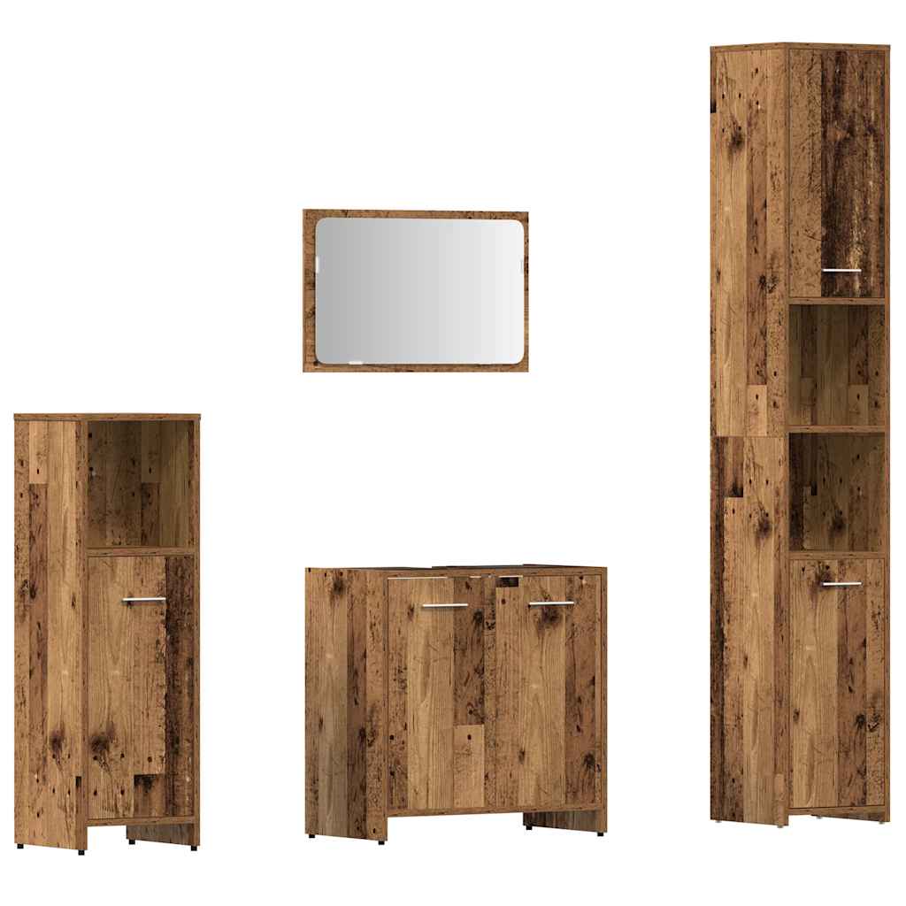 4 Piece Bathroom Furniture Set Old Wood Engineered Wood