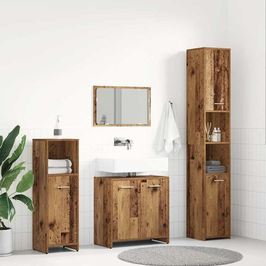 4 Piece Bathroom Furniture Set Old Wood Engineered Wood