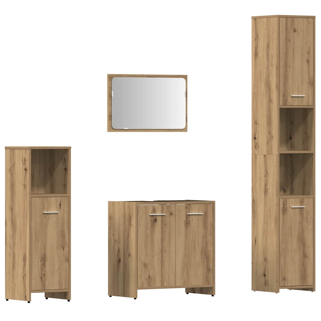 4 Piece Bathroom Furniture Set Artisan Oak Engineered Wood