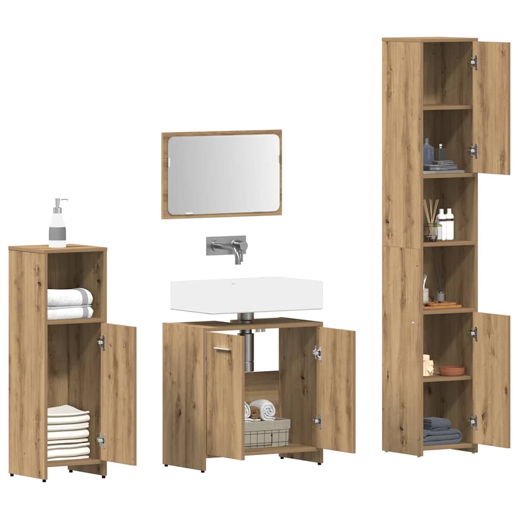 4 Piece Bathroom Furniture Set Artisan Oak Engineered Wood