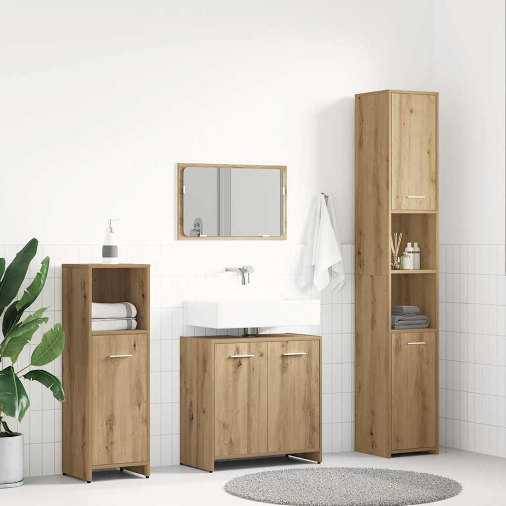 4 Piece Bathroom Furniture Set Artisan Oak Engineered Wood