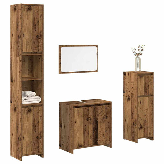 4 Piece Bathroom Furniture Set Old Wood Engineered Wood