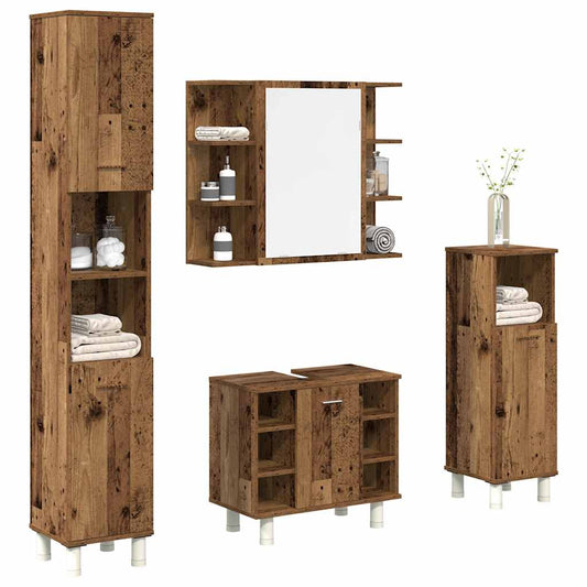 4 Piece Bathroom Furniture Set Old Wood Engineered Wood