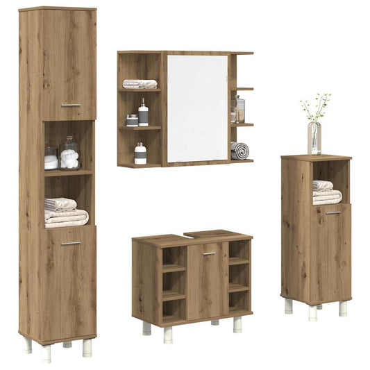 4 Piece Bathroom Furniture Set Artisan Oak Engineered Wood