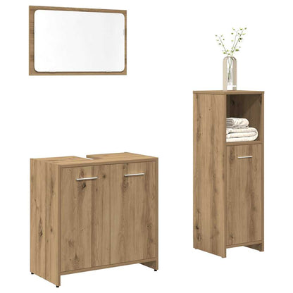 3 Piece Bathroom Furniture Set Artisan Oak Engineered Wood