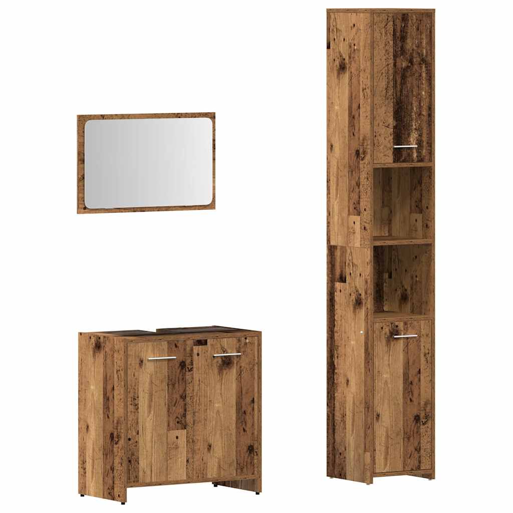 3 Piece Bathroom Furniture Set Old Wood Engineered Wood