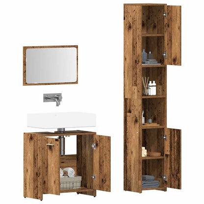 3 Piece Bathroom Furniture Set Old Wood Engineered Wood