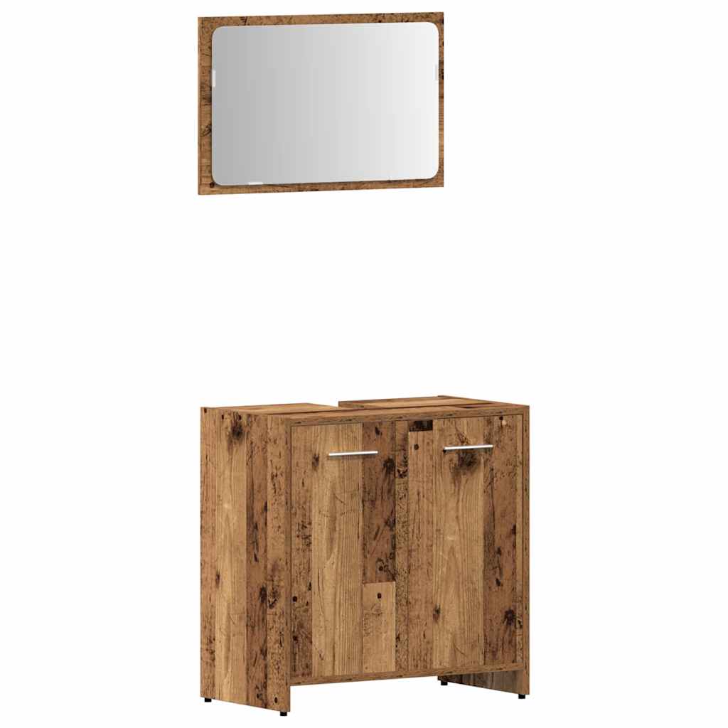 3 Piece Bathroom Furniture Set Old Wood Engineered Wood