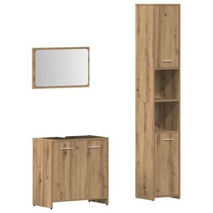 3 Piece Bathroom Furniture Set Artisan Oak Engineered Wood