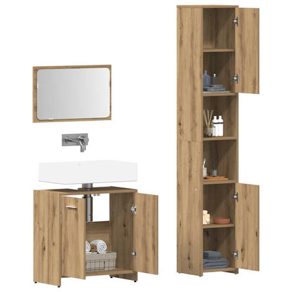 3 Piece Bathroom Furniture Set Artisan Oak Engineered Wood