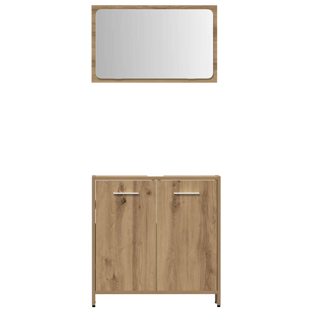 3 Piece Bathroom Furniture Set Artisan Oak Engineered Wood