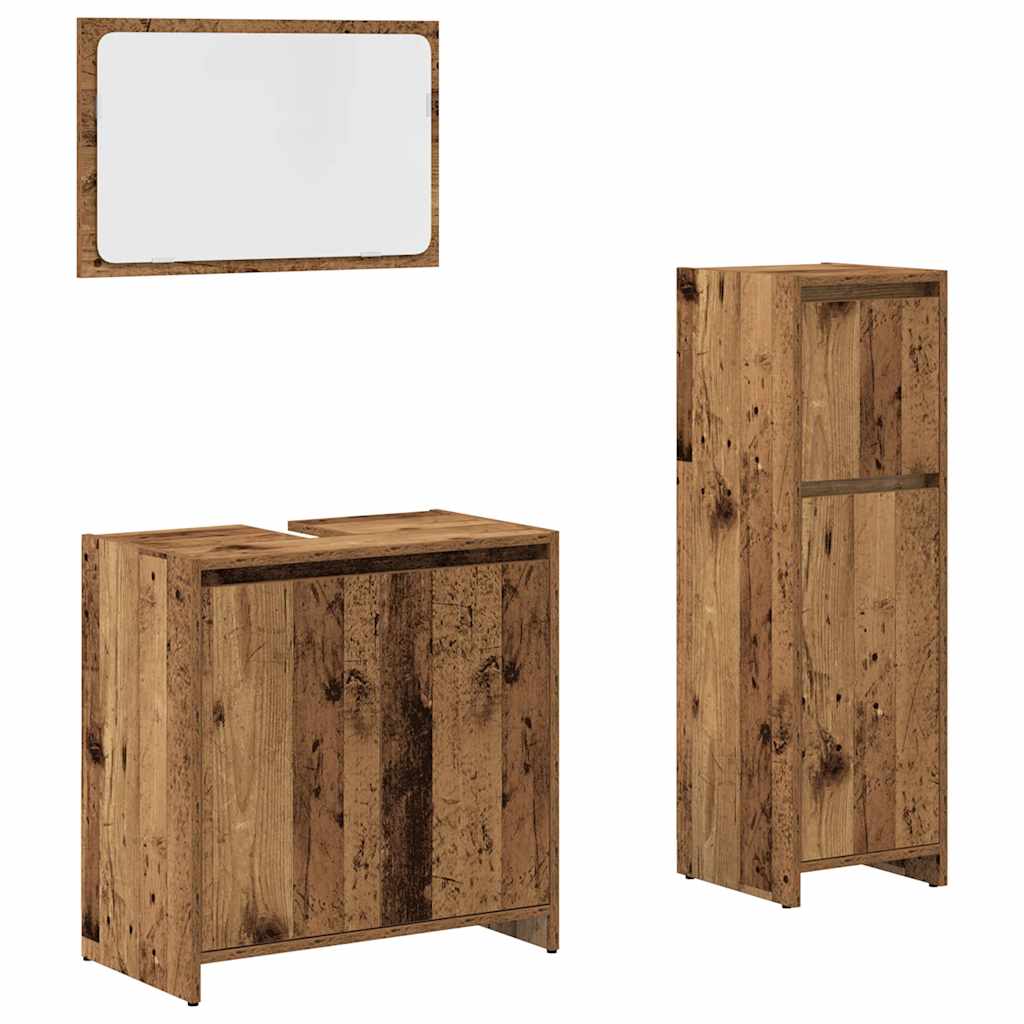 3 Piece Bathroom Furniture Set Old Wood Engineered Wood