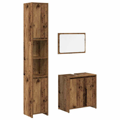 3 Piece Bathroom Furniture Set Old Wood Engineered Wood