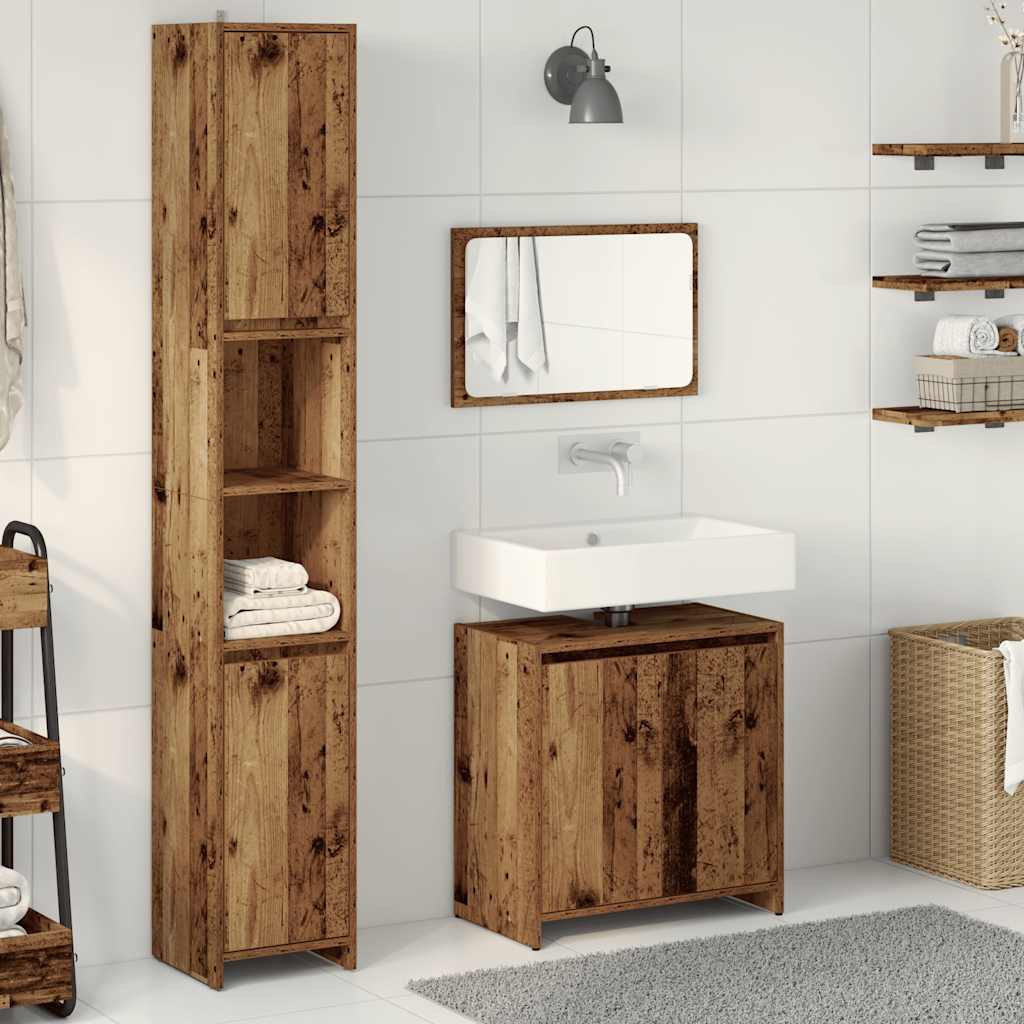 3 Piece Bathroom Furniture Set Old Wood Engineered Wood