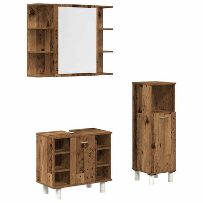 3 Piece Bathroom Furniture Set Old Wood Engineered Wood