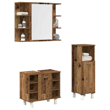 3 Piece Bathroom Furniture Set Old Wood Engineered Wood