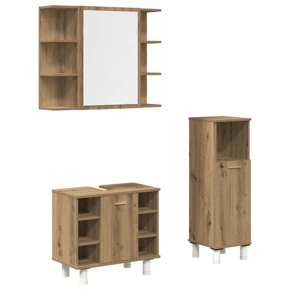 3 Piece Bathroom Furniture Set Artisan Oak Engineered Wood