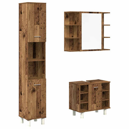 3 Piece Bathroom Furniture Set Old Wood Engineered Wood