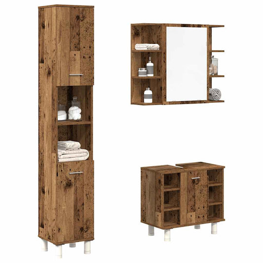 3 Piece Bathroom Furniture Set Old Wood Engineered Wood