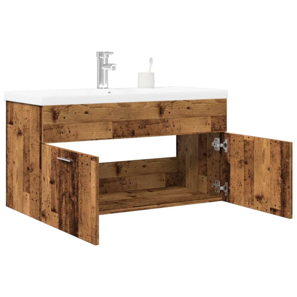 Bathroom Sink Cabinet with Built-in Basin Old Wood