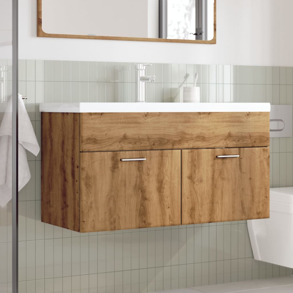 Bathroom Sink Cabinet with Built-in Basin Artisan Oak