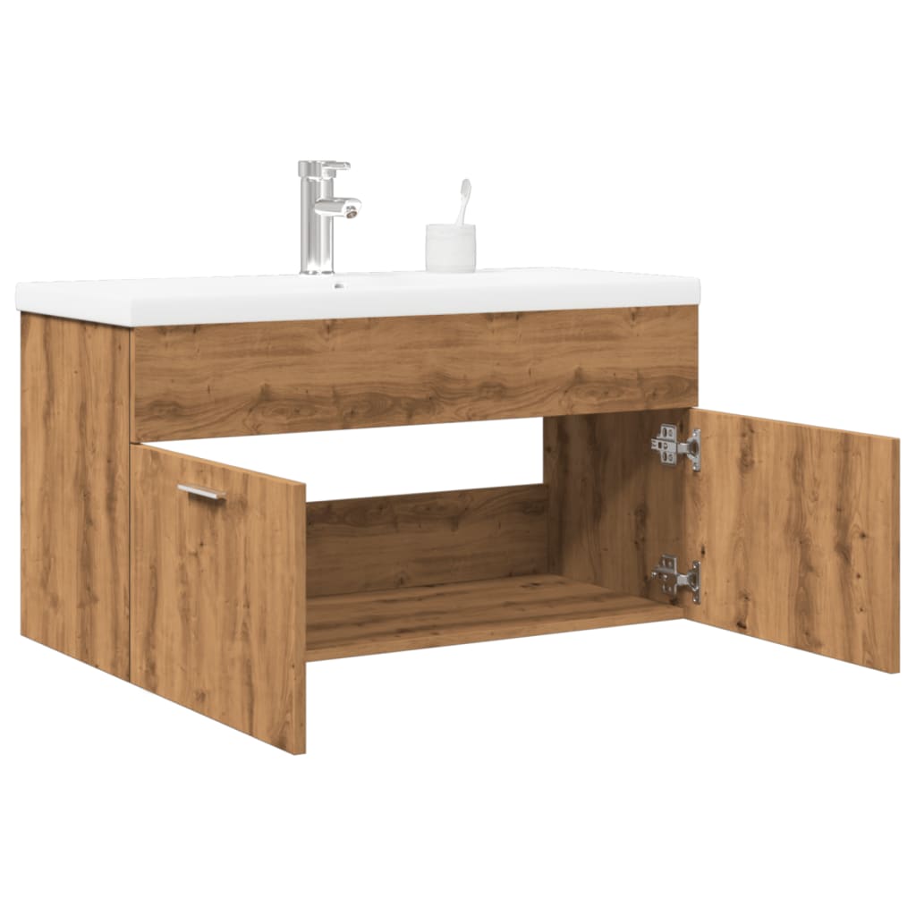 Bathroom Sink Cabinet with Built-in Basin Artisan Oak