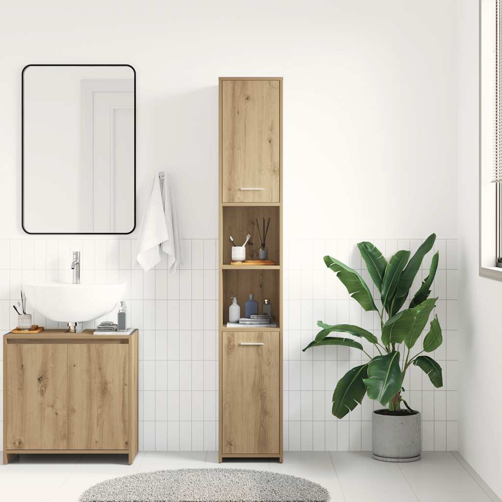 Bathroom Cabinet Artisan Oak 30x30x183.5 cm Engineered Wood