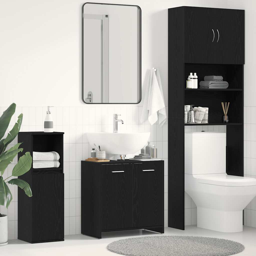 Bathroom Sink Cabinet Black Oak 60x33x60 cm Engineered Wood